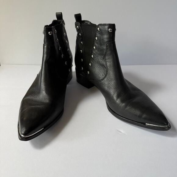 MARC FISHER LTD Black Leather Studded Ankle Boot 9.5 - Picture 3 of 16